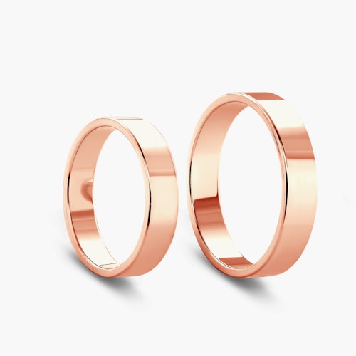 Obrączki ślubne: różowe złoto, płaskie, 5 mm